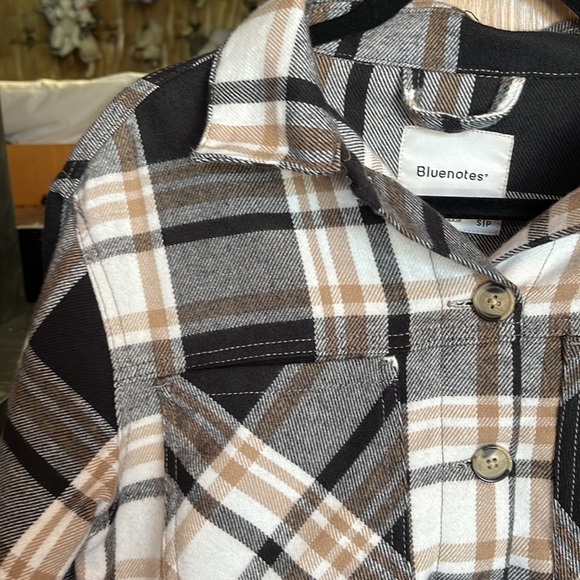 never worn blue notes cropped plaid jacket - Picture 2 of 5